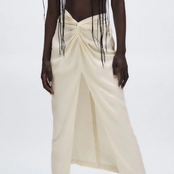 ZARA KNOT FRONT SLIT SKIRT - Picture 9 of 10